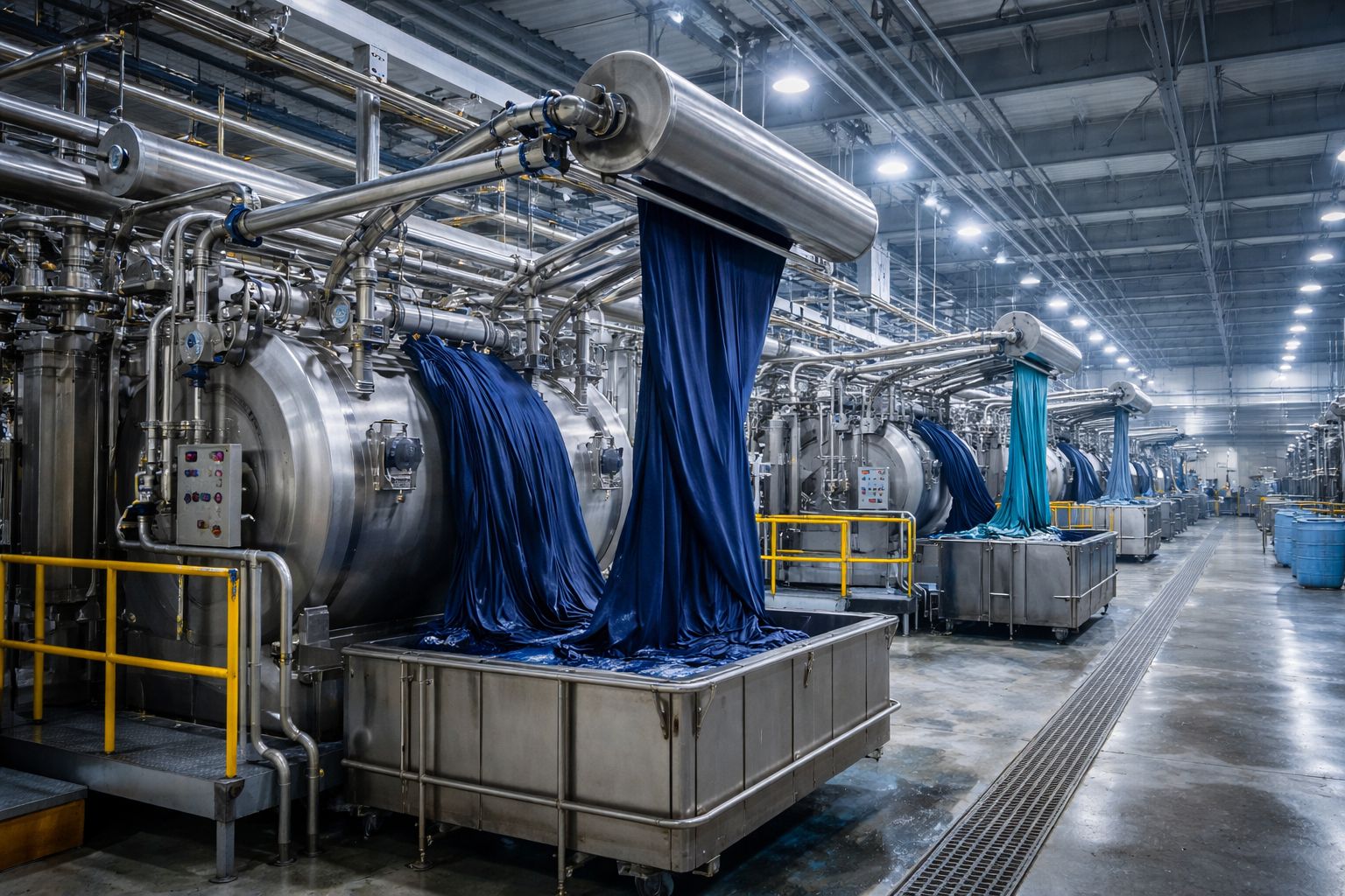 Large textile dyeing factory and fabric processing operation