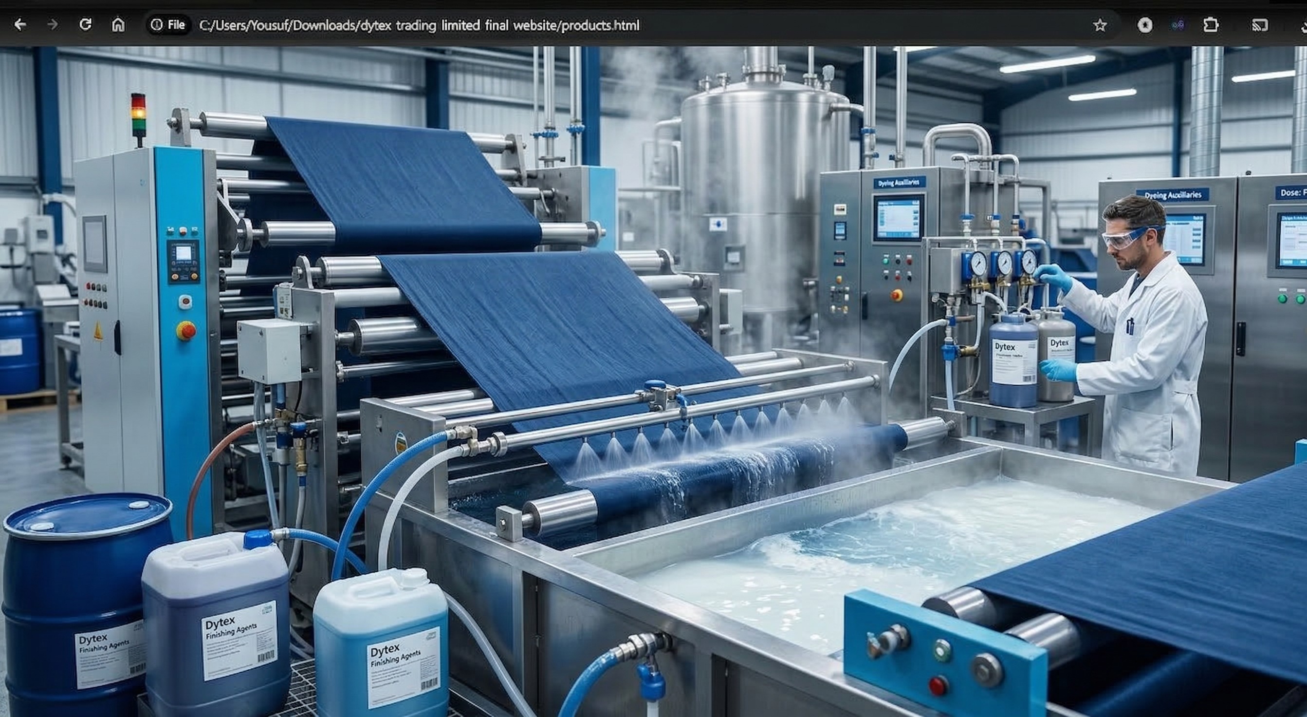 Textile processing line and dyeing operation